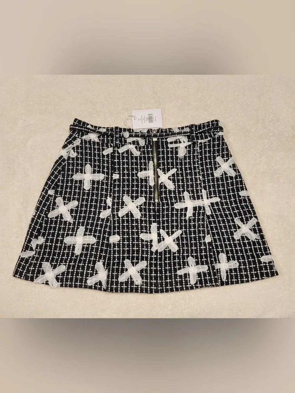Walter Baker Daniella Black and White  Mini Skirt in Fleur Tweed, NWT